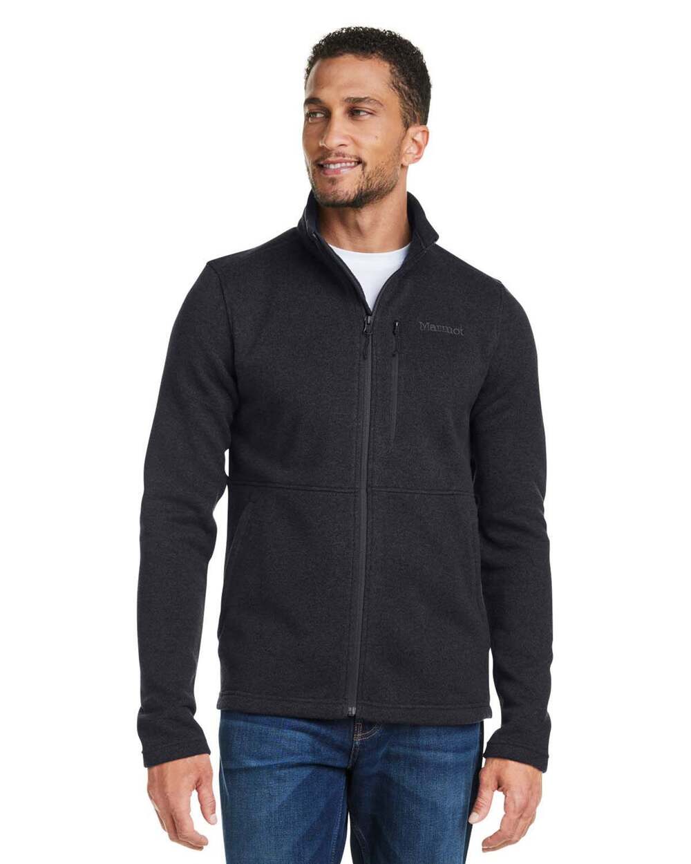 Marmot Men's Small Black Dropline Full Zip Hiking Fleece Outdoor Jacket M37-1
